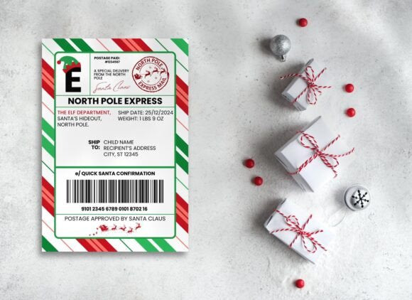 Personalized Elf shipping label
